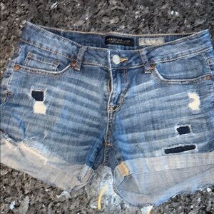 Aeropostale Blue Ripped Denim Shorts
